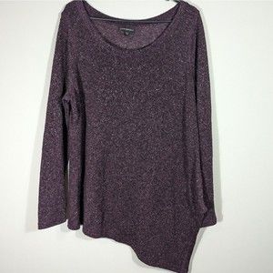 Lane Bryant Womens Purple Sparkle Glitter Asymmetrical Tunic Top Plus Size 14 16